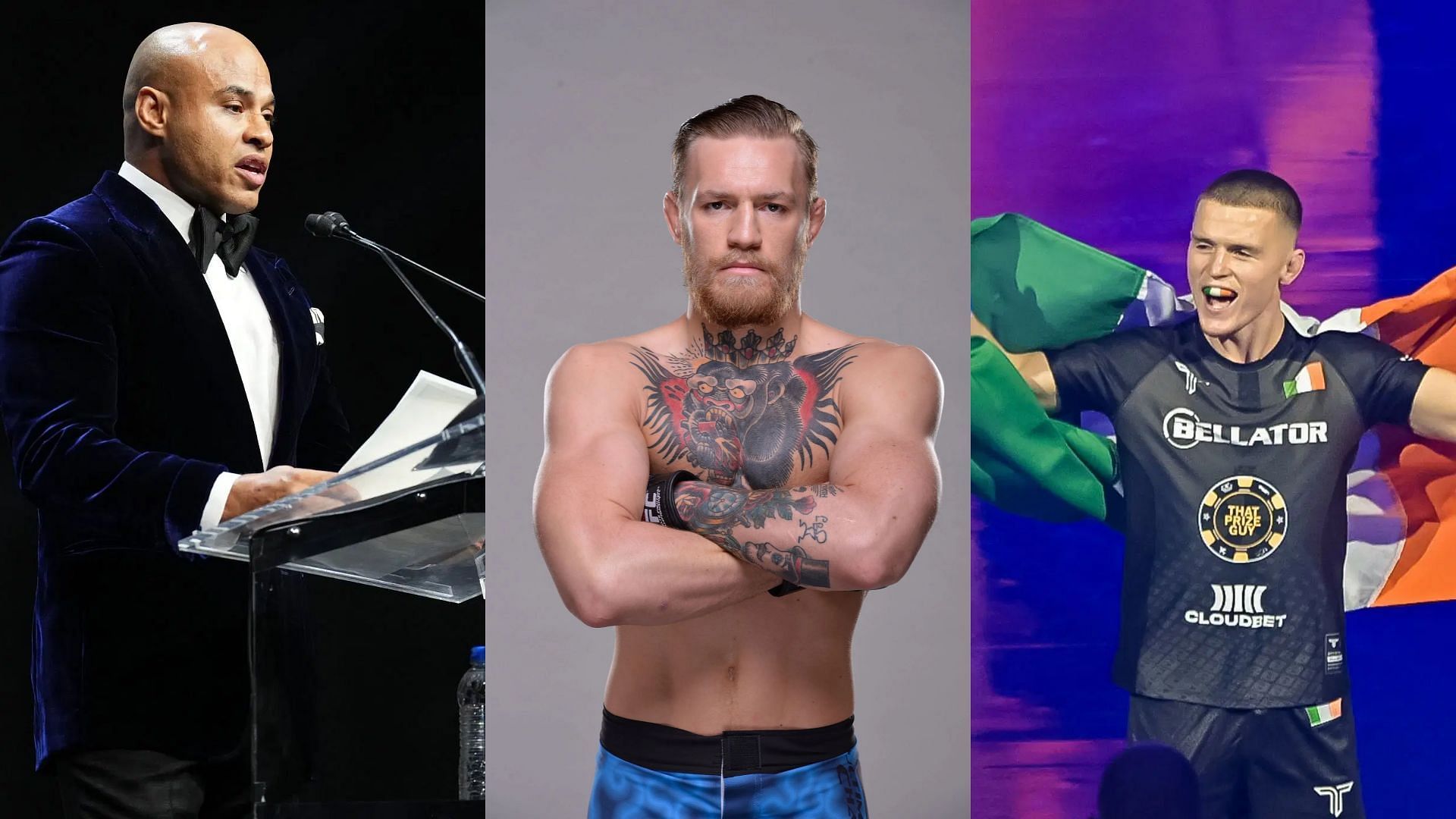 Ali Abdelaziz (left) has slammed Conor McGregor (middle) post Paul Hughes