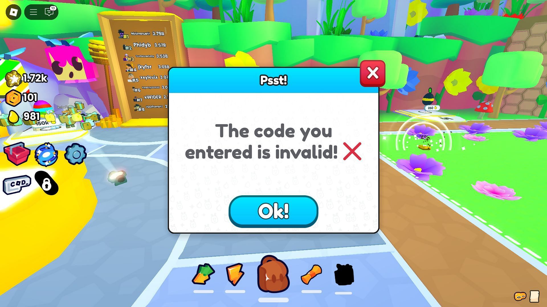 Avoid typos while using codes (Image via Roblox)