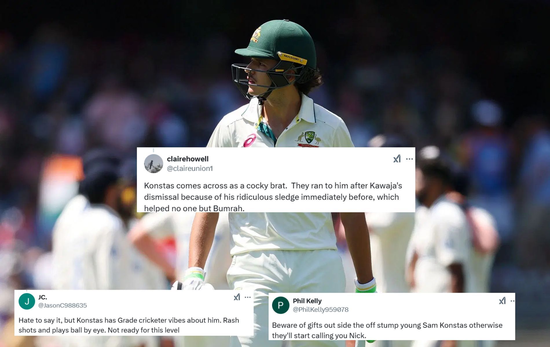 "Grade cricketer vibes about him" - Fans troll Sam Konstas for early dismissal on Day 2 of 5th BGT 2024-25 Test