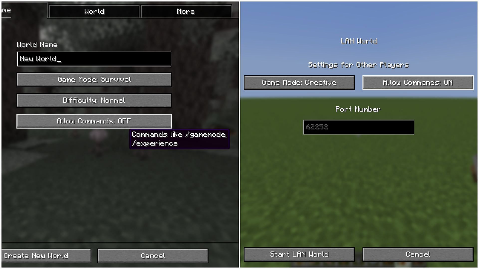 Activate commands in the world (Image via Mojang Studios)