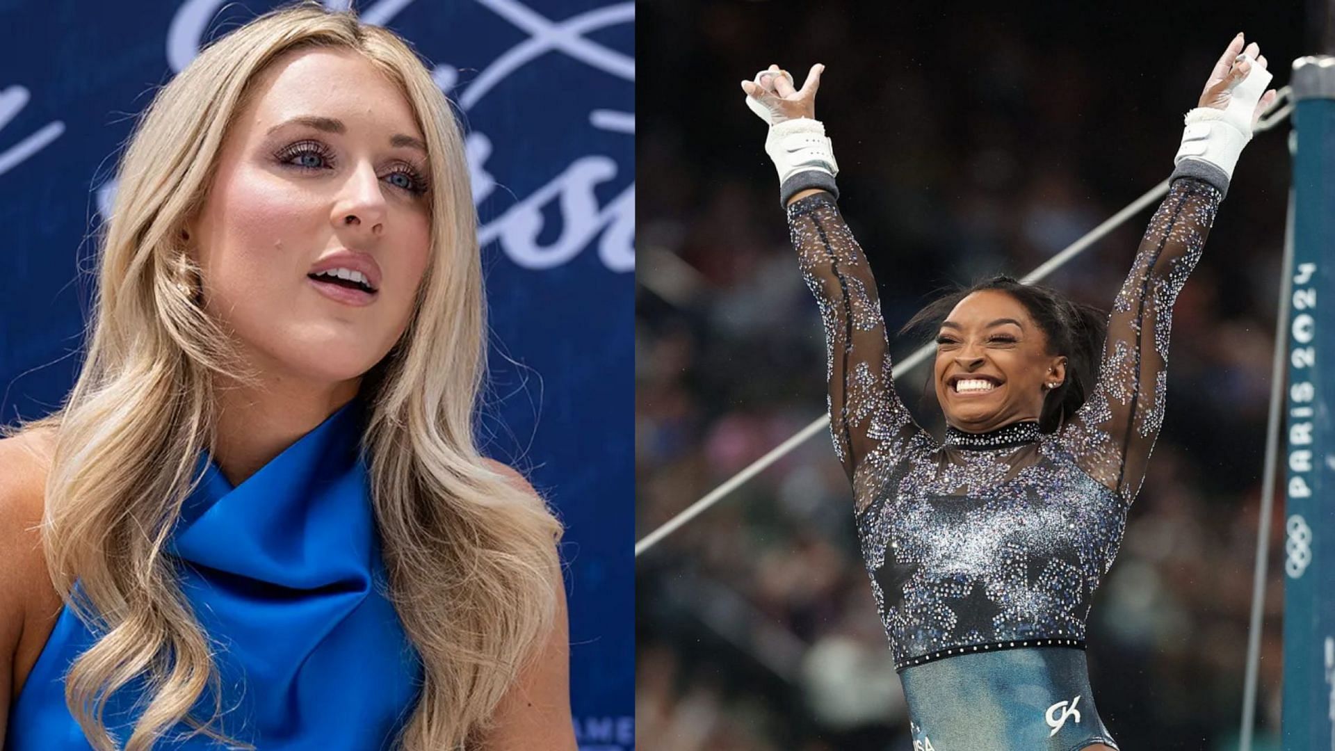 Riley Gaines reacts to Simone Biles being awarded the SI Sportswomen of the Year [Image Source : Getty]