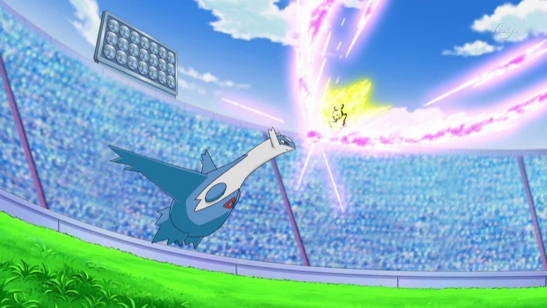 Ash&rsquo;s Pikachu vs Tobias&rsquo; Latios as seen in the anime (Image via TPC)