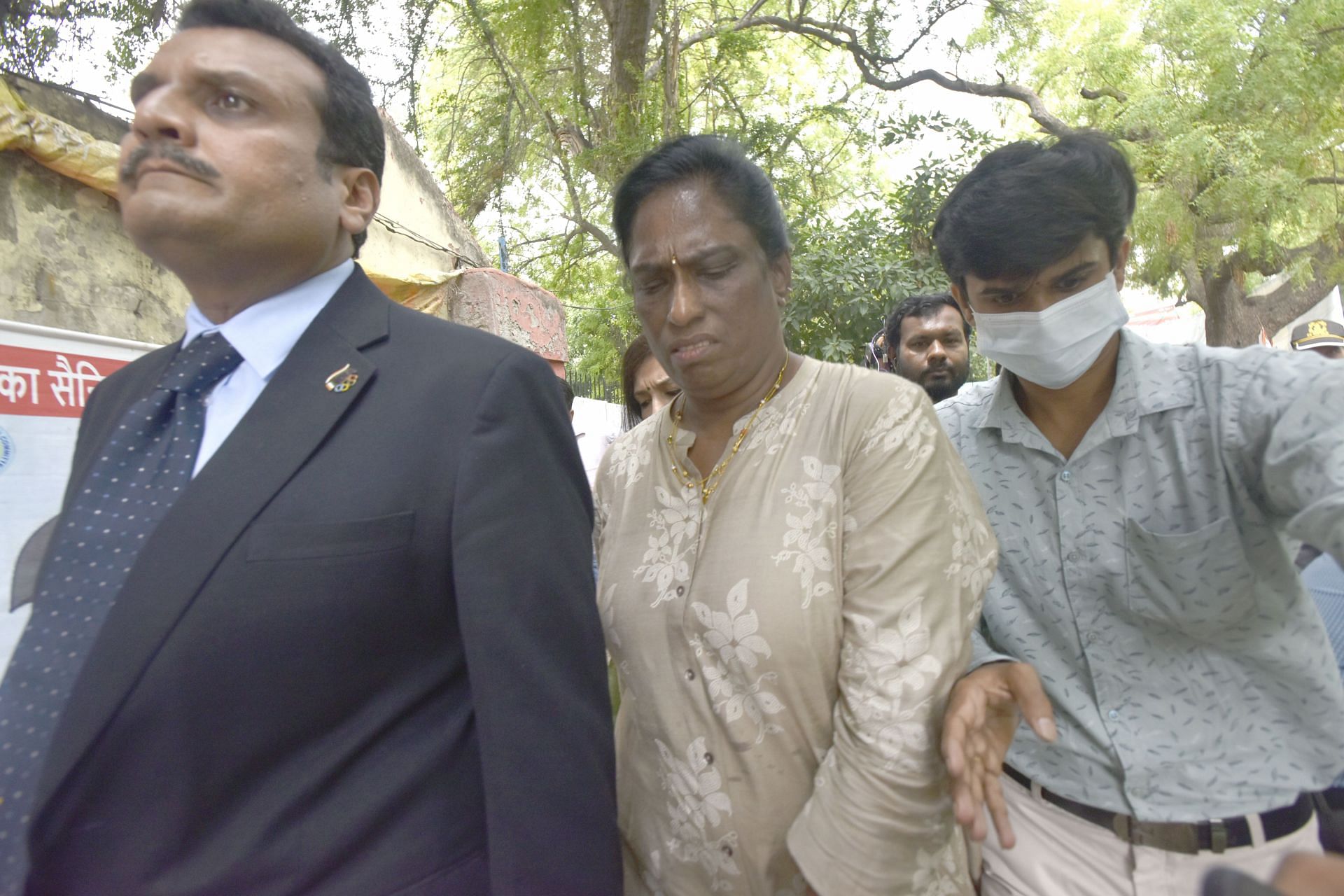 IOA President P.T. Usha Meets Protesting Wrestlers At Jantar Mantar - Source: Getty