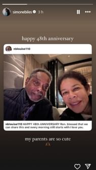 Screenshot of Simone Biles' Instagram story.