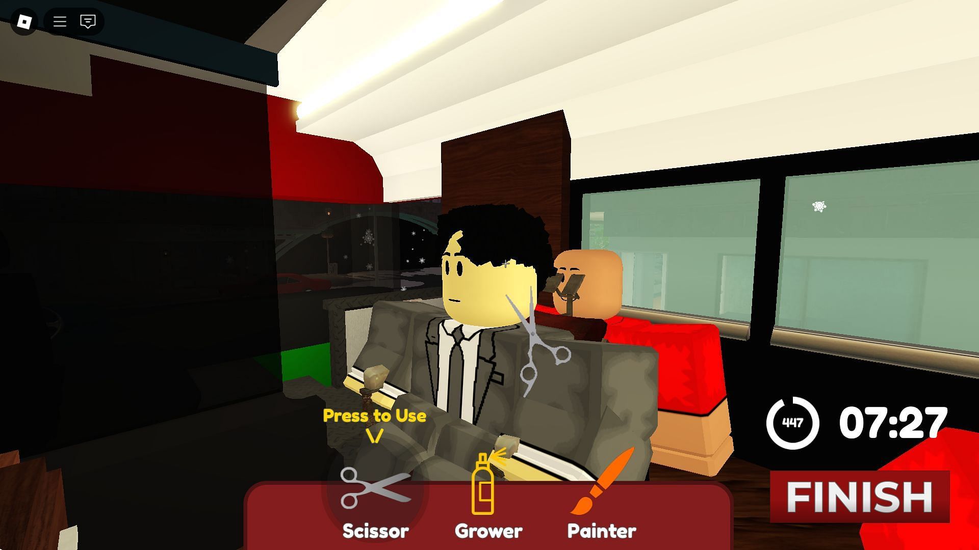 Giving a haircut (Image via Roblox)