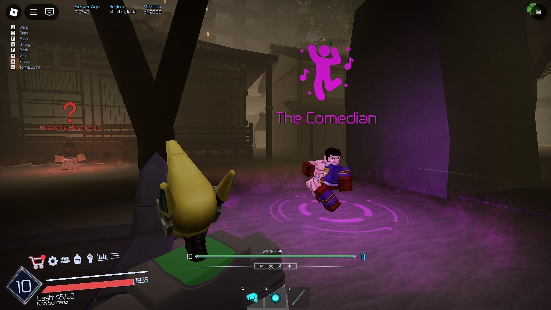 Interact with the Comedian NPC to get emotes (Image via Roblox)