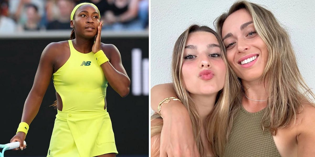 Coco Gauff (L); Paula Badosa with her sister Jana (R) (Image Source: Getty; @paulabadosa on Instagram)