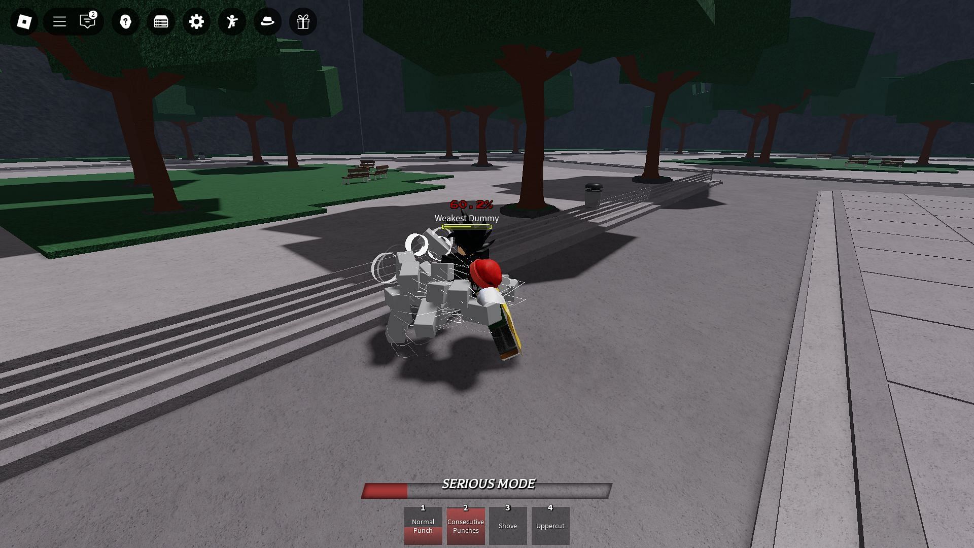 Using a skill as The Strongest Hero (Image via Roblox)