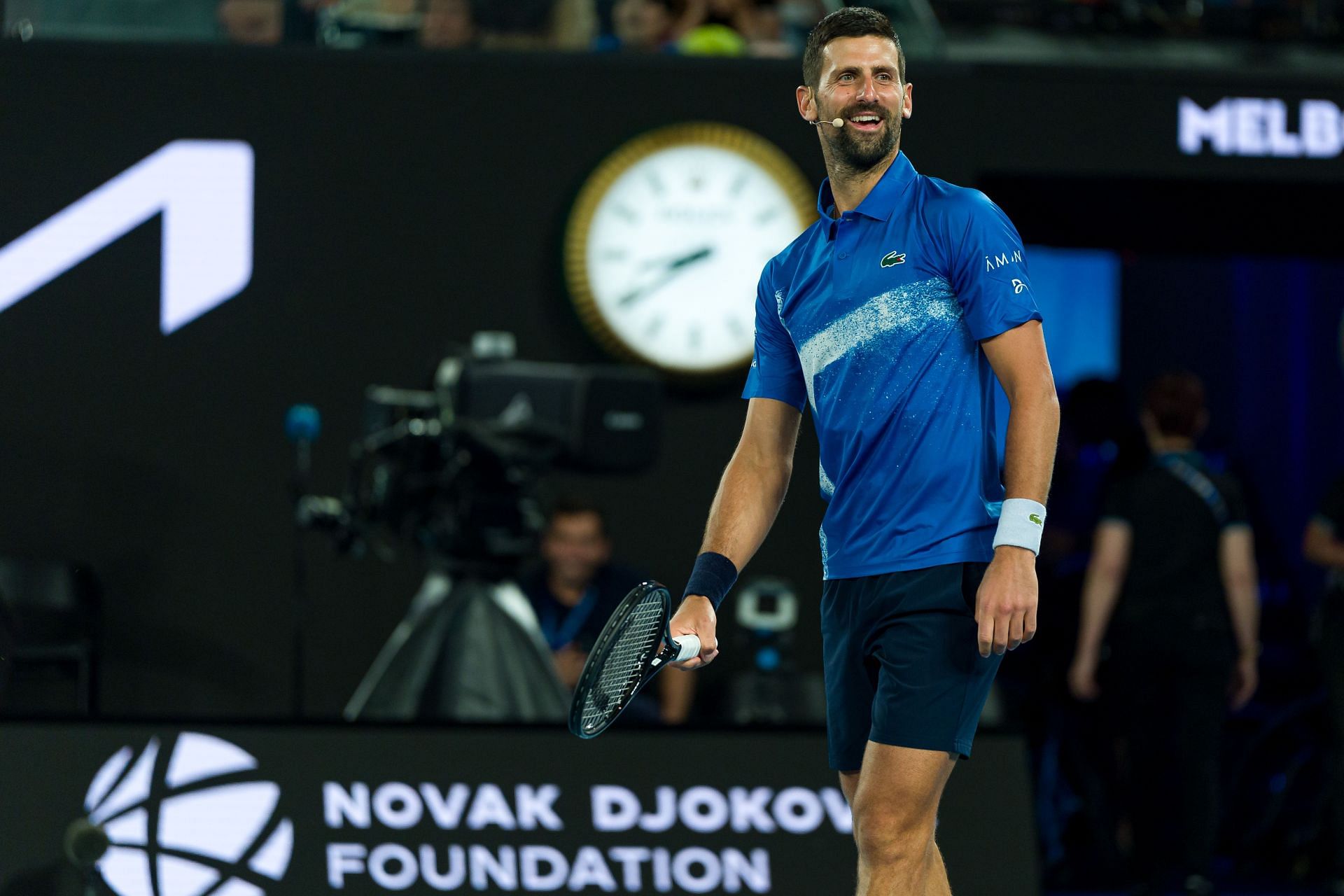 Novak Djokovic during a charity match in Melbourne Park ahead of the Australian Open 2025 (Image Source: Getty)