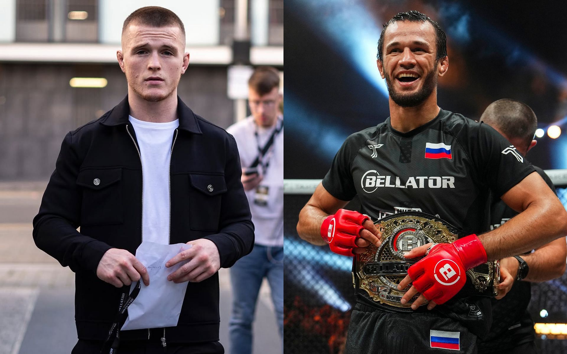 Paul Hughes (left) will clash with Bellator lightweight champion Usman Nurmagomedov (right) at PFL Dubai [Images courtesy: @bellatormma on Instagram and Getty Images]