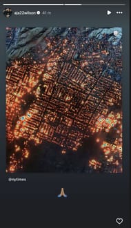 A'ja Wilson offers up prayers for LA as wildfires continue to ravage the city