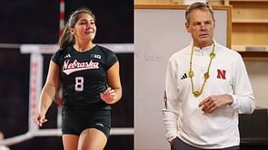 Lexi Rodriguez gets emotional as she makes her feelings known about coach John Cook's retirement from Nebraska Volleyball