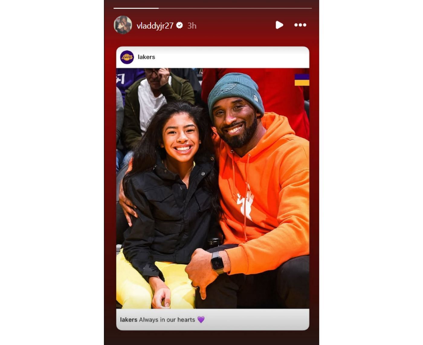 Vladimir Guerrero Jr. remembers Kobe Bryant and daughter Gianna (vladdyjr27/nstagram)