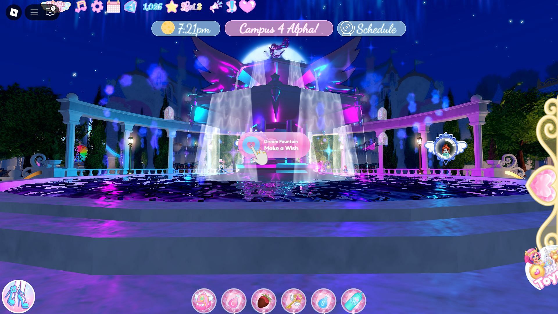 Interact with the Dream Fountain to get Everfriend Halo (Image via Roblox)