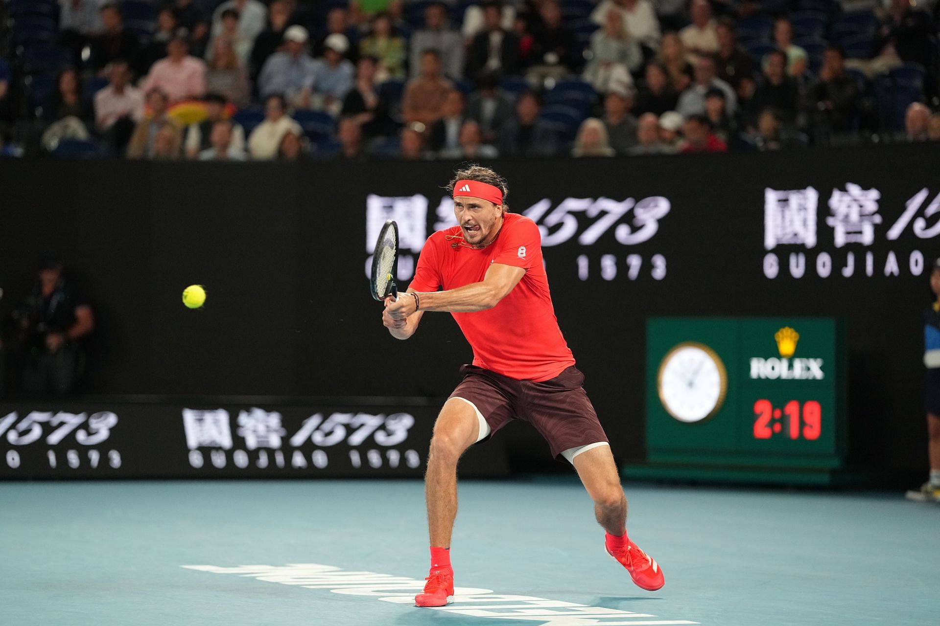 Alexander Zvere hits a backhand in Melbourne (Source: Getty Images)