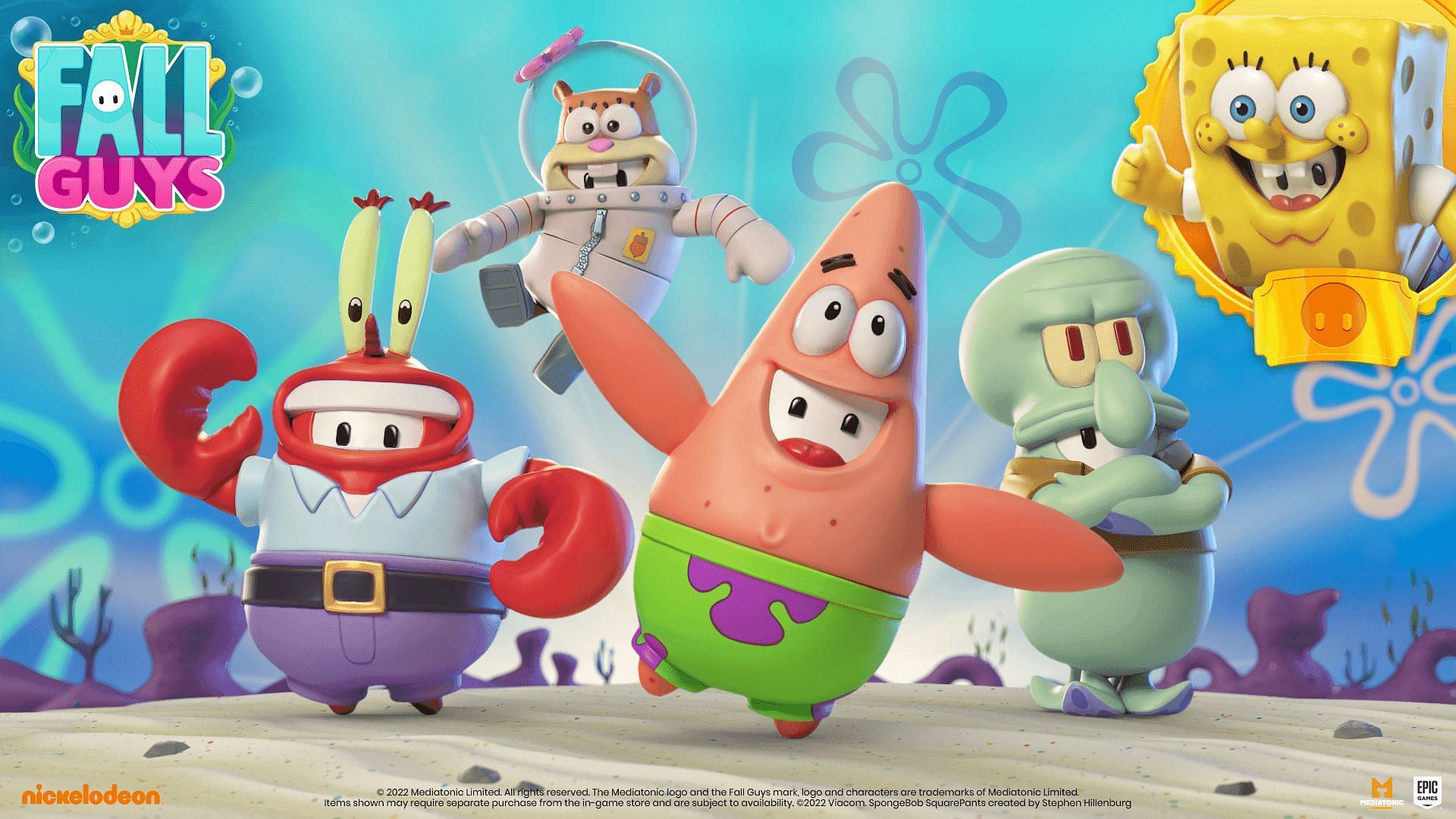 Players can dress up as Spongebob and his friends from Bikini Bottom in-game (Image via Mediatonic)