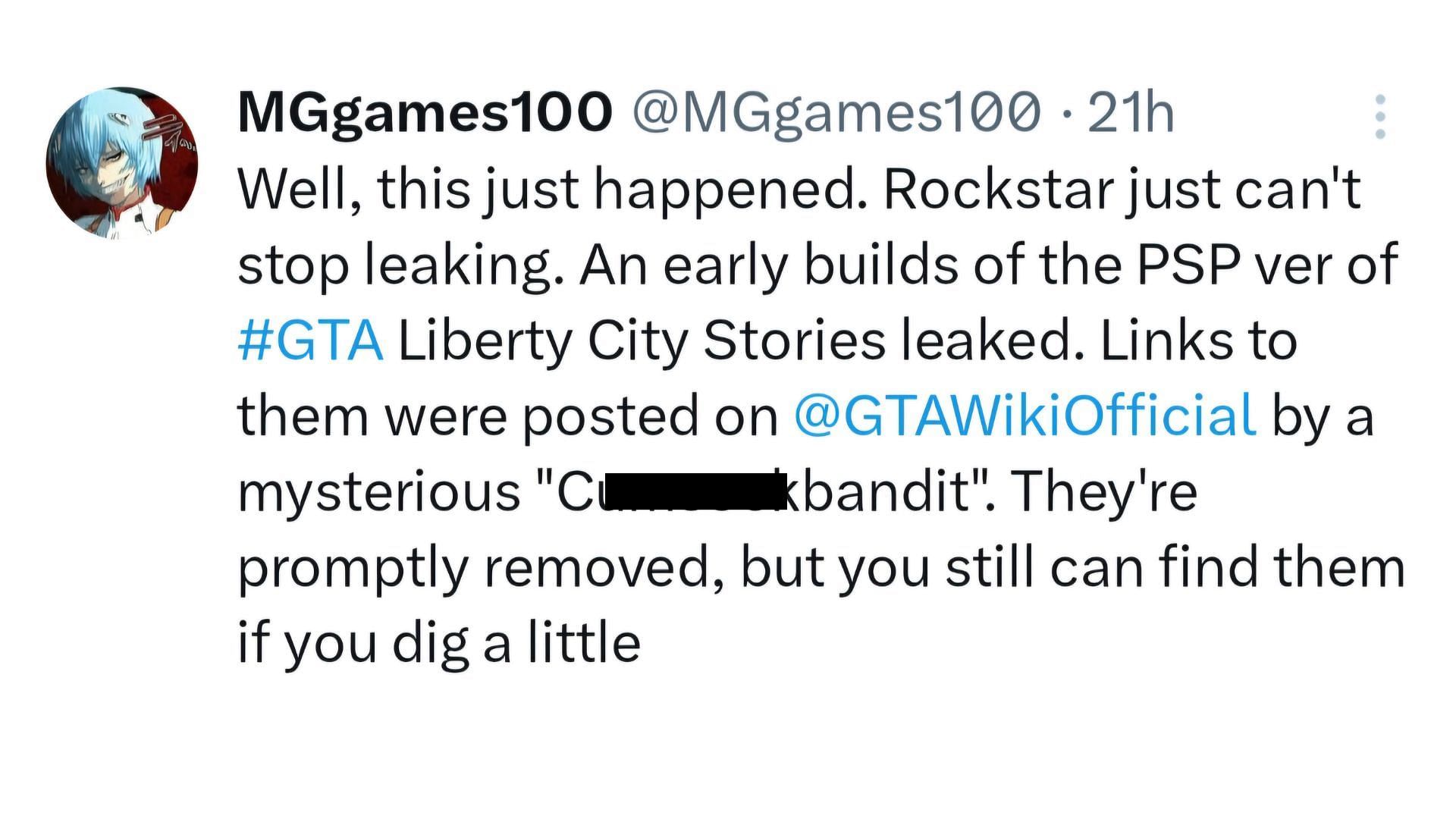 A screenshot of MGgames100&#039;s post (Image via X)