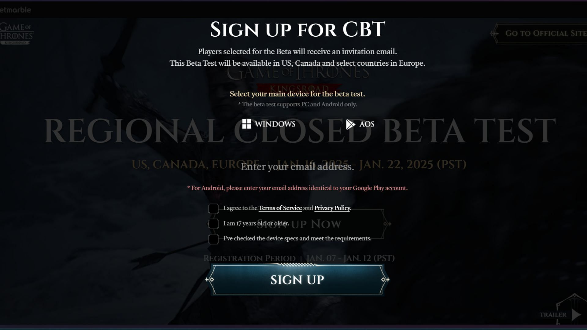 Game of Thrones: Kingsroad CBT registration has started (Image via Netmarble)