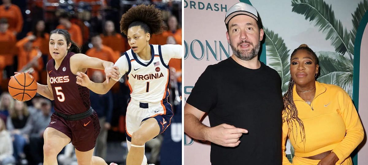 Virginia Cavaliers vs. Virginia Tech match (L), Alexis Ohanian and Serena Williams (R) [Image source: Getty]