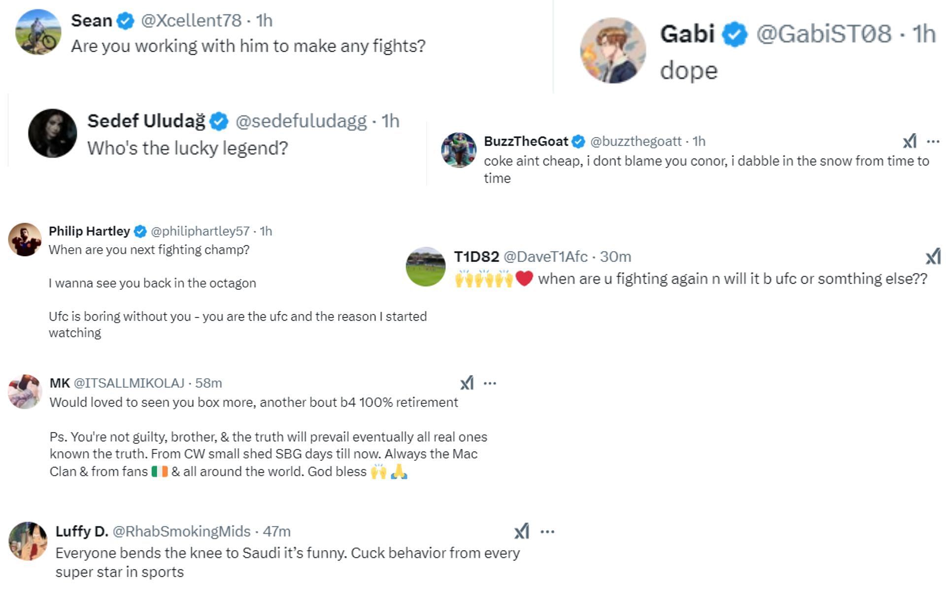 Fan reactions [Screenshots courtesy: @TheNotoriousMMA on X]