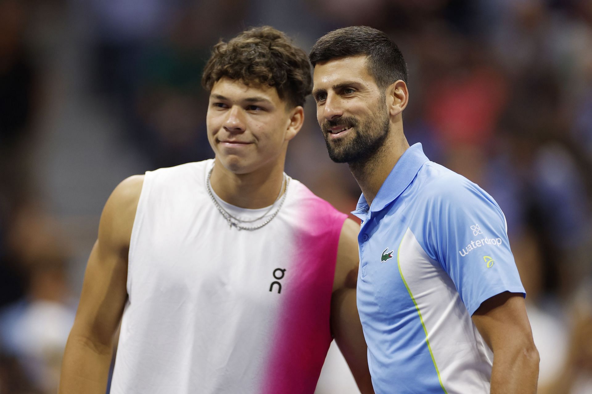 Ben Shelton (left) and Novak Djokovic (right) ahead of their 2023 US Open semifinal (Source: Getty)