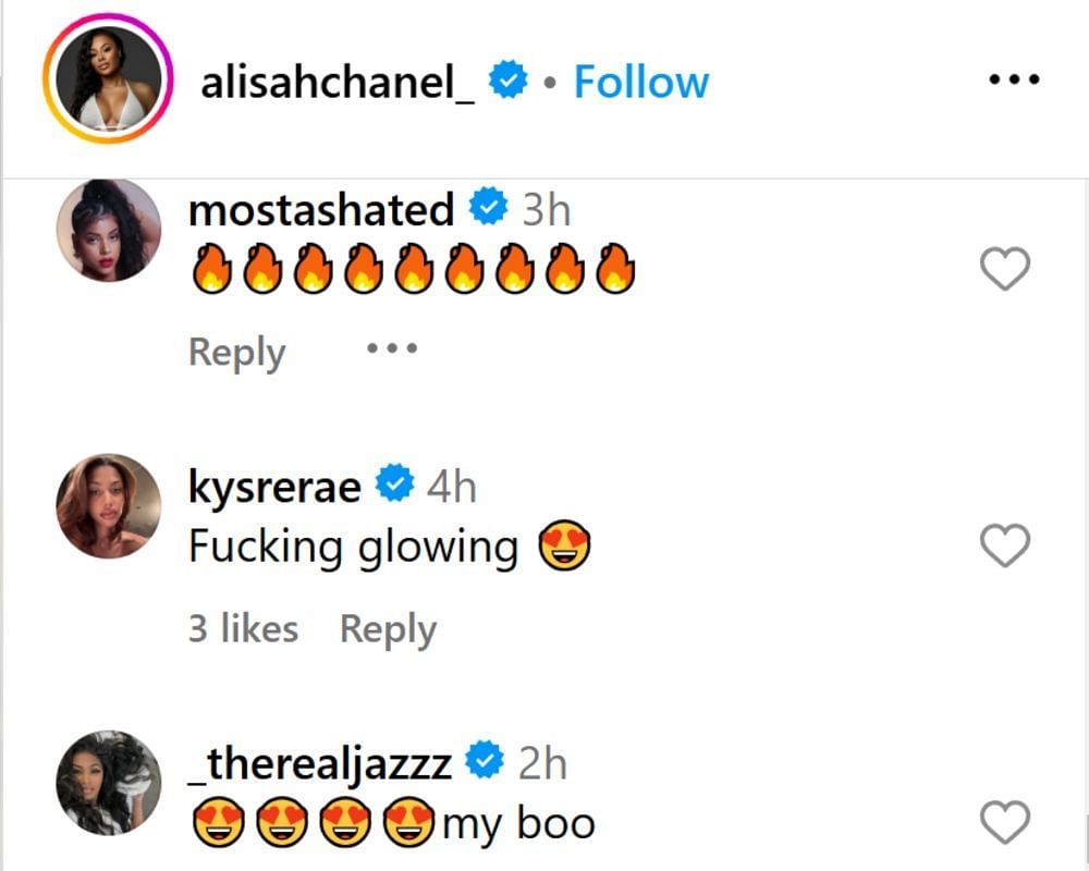 Kysre Gondrezick comments on Alisah Chanel&#039;s IG post. (Photo: Screengrabbed from @alisahchanel_ on IG)