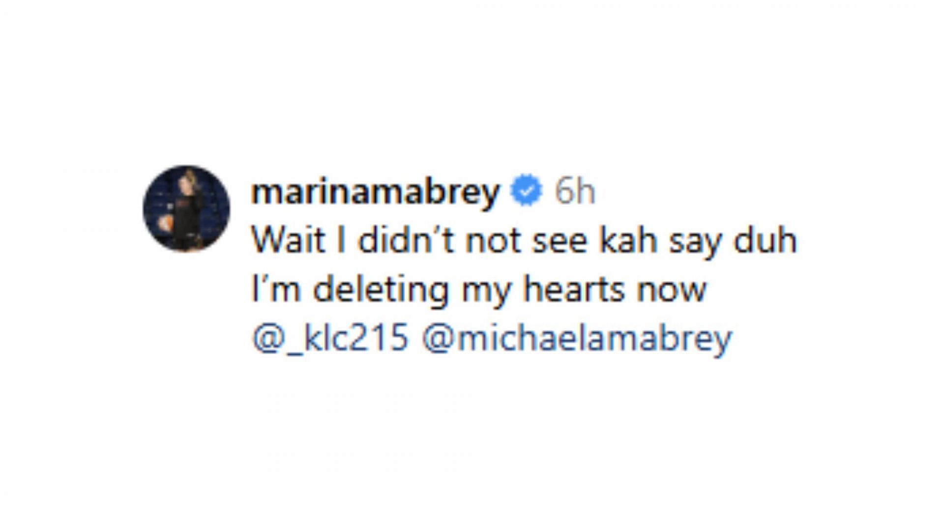 Marina Mabrey finds out Kahleah Copper referred to sister Michaela (Screenshot from @highlighther/ IG)