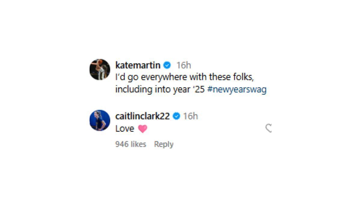 Caitlin Clark shows love to Kate Martin in her recent post