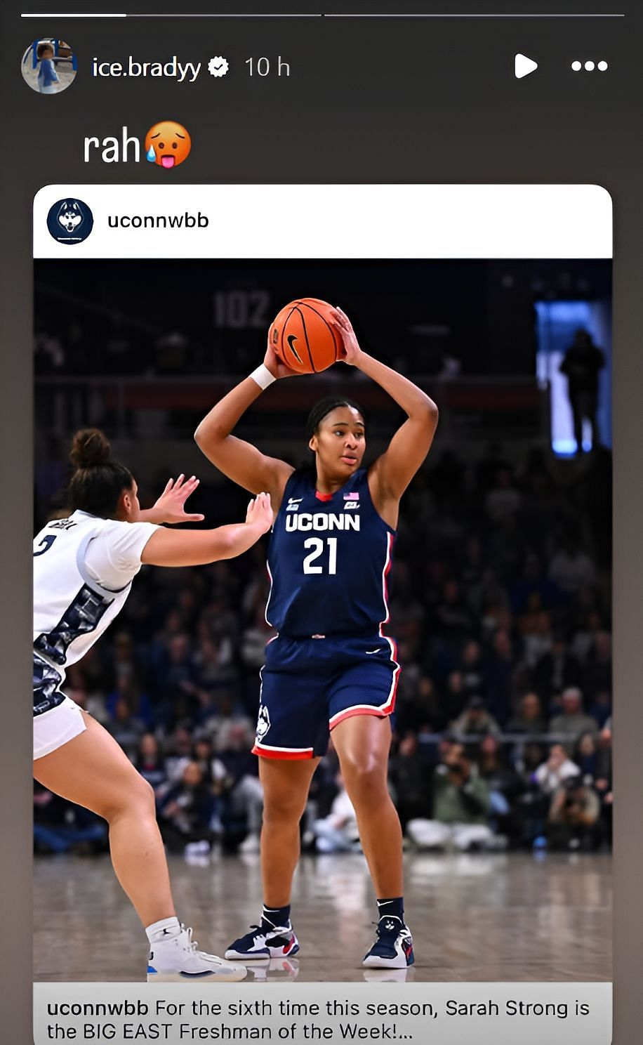 Ice Brady reacts to Sarah Strong&#039;s winning post (Credits: Instagram/@ice.bradyy)