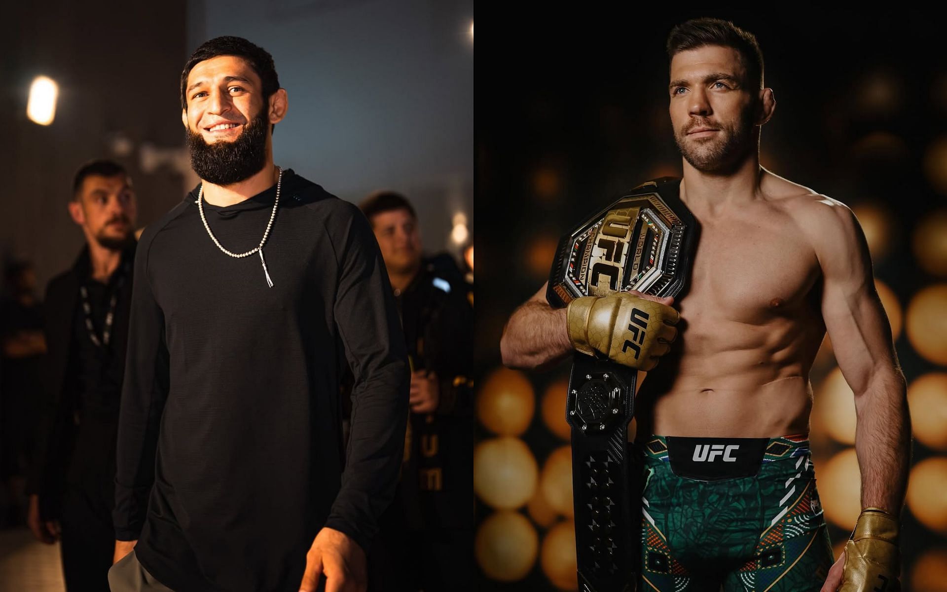 Luke Rockhold discusses a potential fight between Khamzat Chimaev (left) and Dricus du Plessis (right). [Images courtesy: @khamzat_chimaev and @dricusduplessis on Instagram]