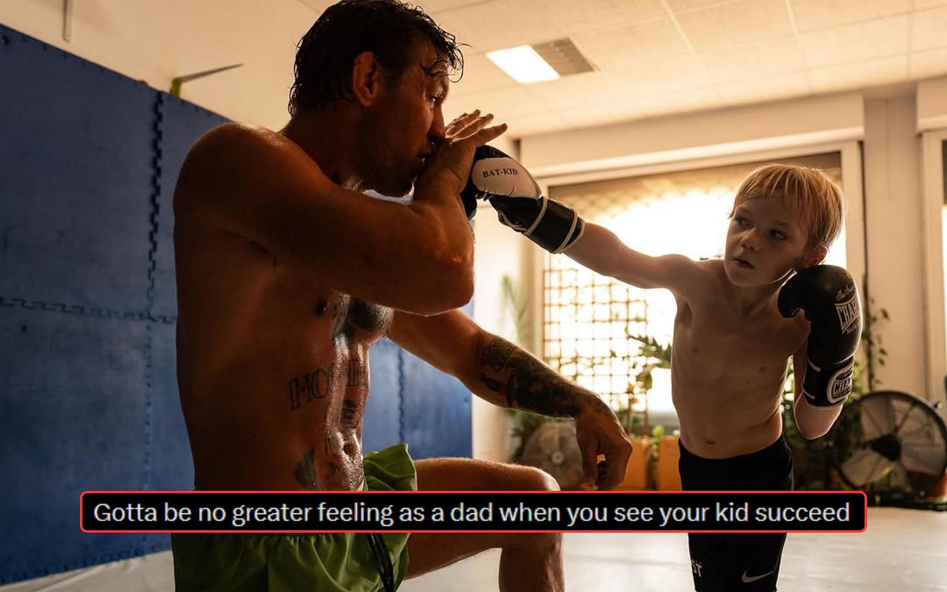 Conor McGregor taps out to his son in playful grappling session.