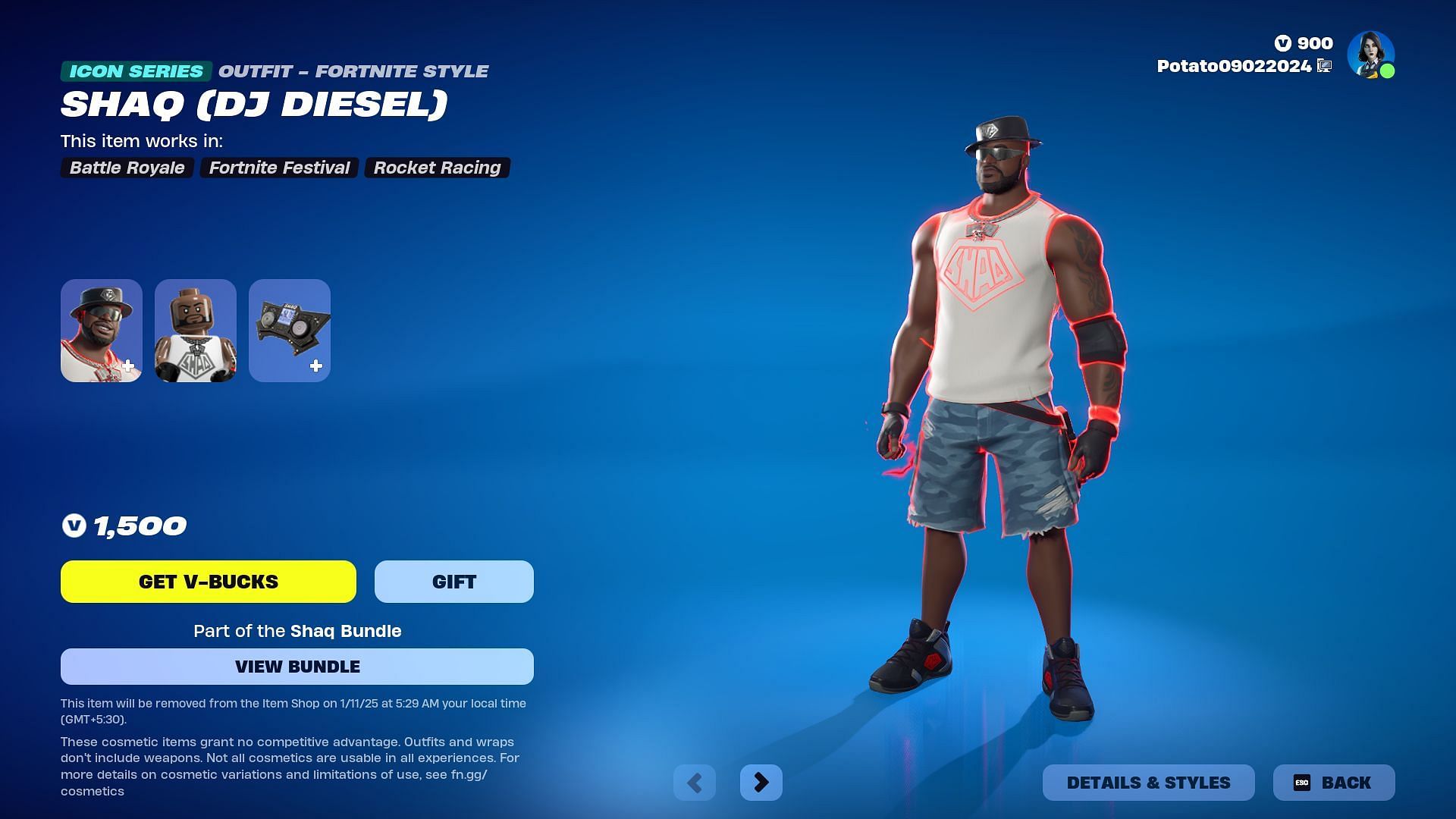 The Shaq skin in Fortnite can be purchased separately (Image via Epic Games)