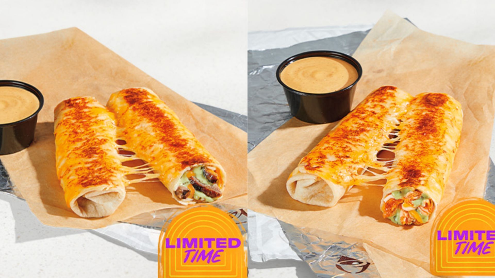 Steak &amp; Slow Roasted Chicken Cheesy Dipping Burritos (Image via Taco Bell)