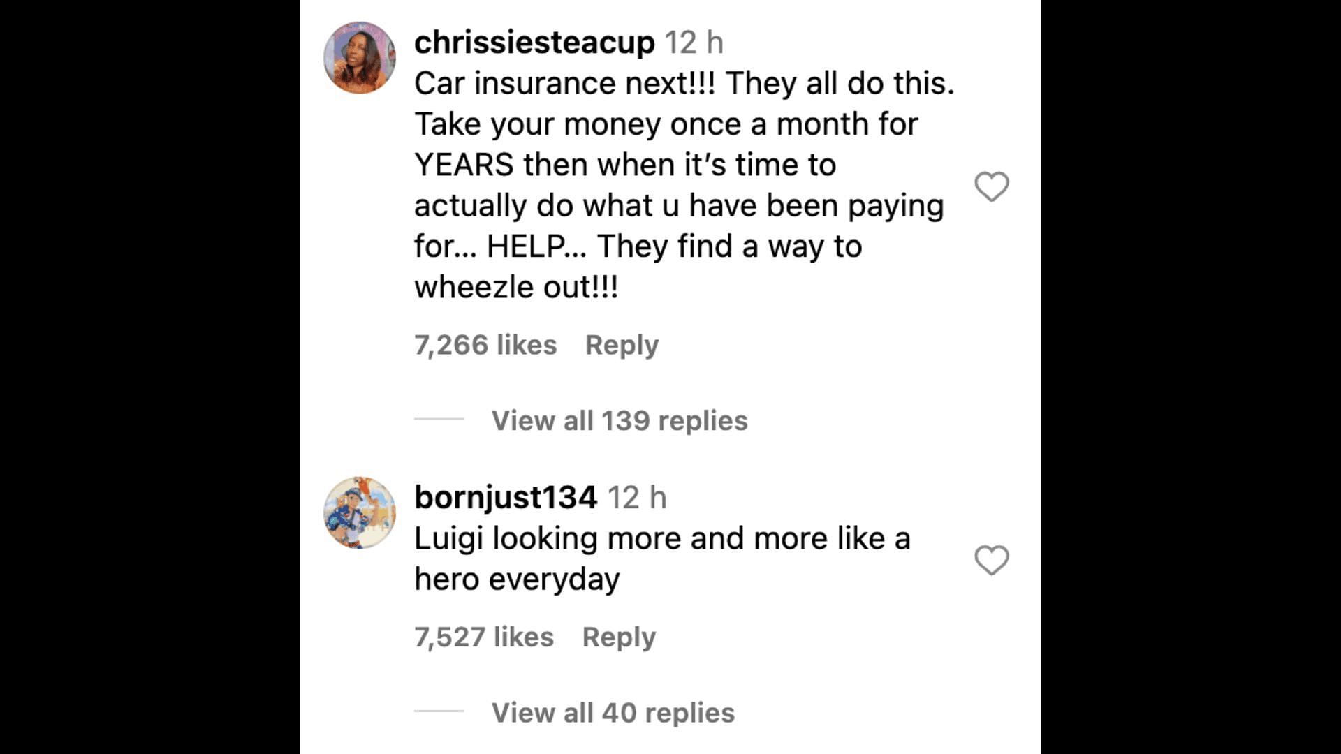 X users react to Perry&#039;s post about insurance companies (Image via Instagram)