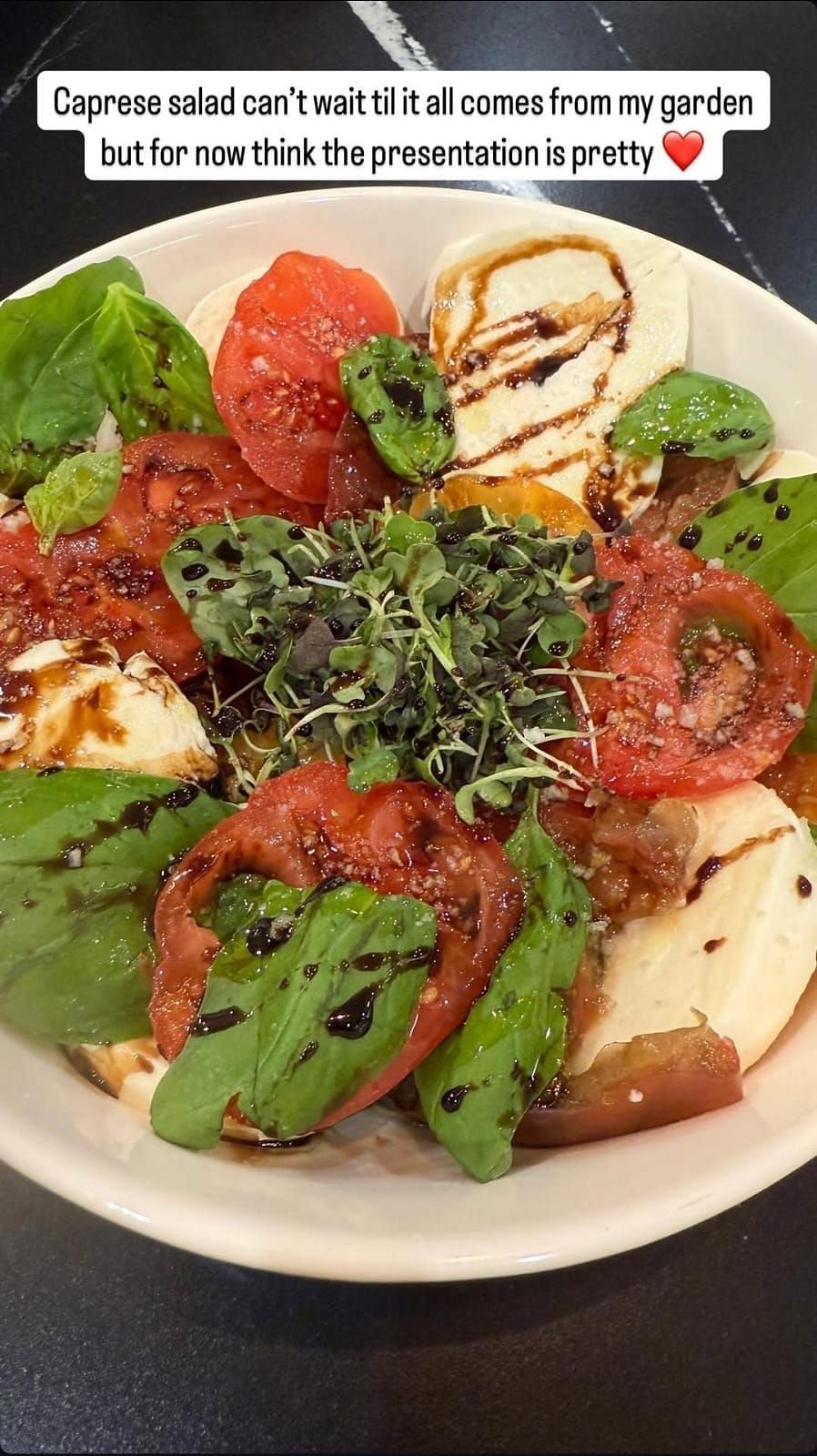 Samantha Busch&#039;s take on her Caprese salad (Source: @samanthabusch via Instagram)