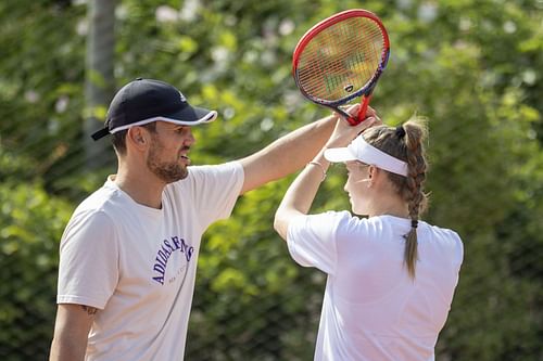 Elena Rybakina pictured with her coach Stefano Vukov at the 2023 French Open - Image Source: Getty