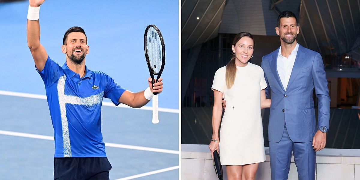 Novak Djokovic (L) with his wife Jelena Djokovic (R) [Image Source: Getty Images]