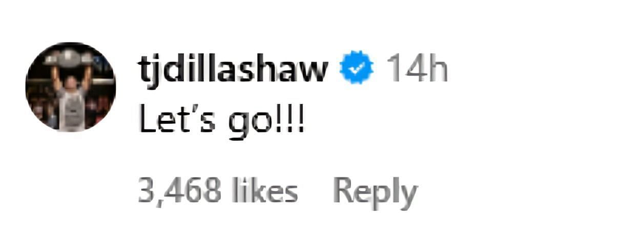 Dillashaw&#039;s comment on the &#039;Sandman&#039;s recent Instagram post