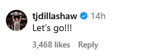 Dillashaw's comment on the 'Sandman's recent Instagram post