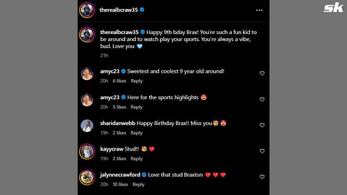 Screenshot of the comments from the post on Instagram