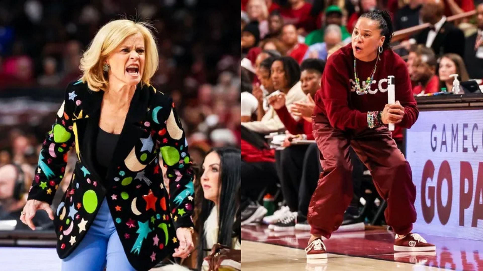 LSU coach Kim Mulkey and South Carolina coach Dawn Staley. Source: Imagn