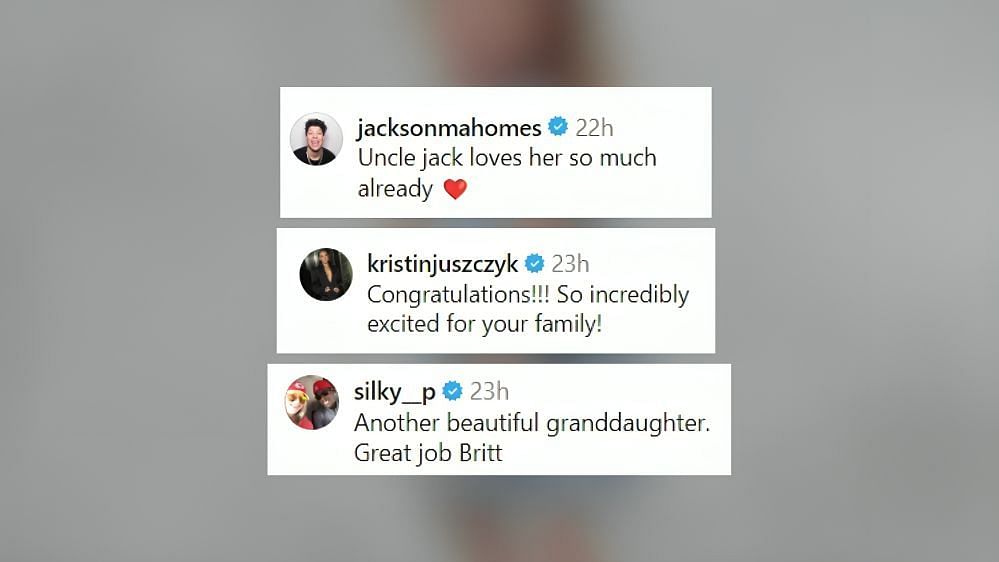 Patrick Mahomes Sr, Jackson Mahomes, Kristen Juszczyk shares well-wishes to Patrick Mahomes and Brittany (image credit: instagram/brittanylynne)