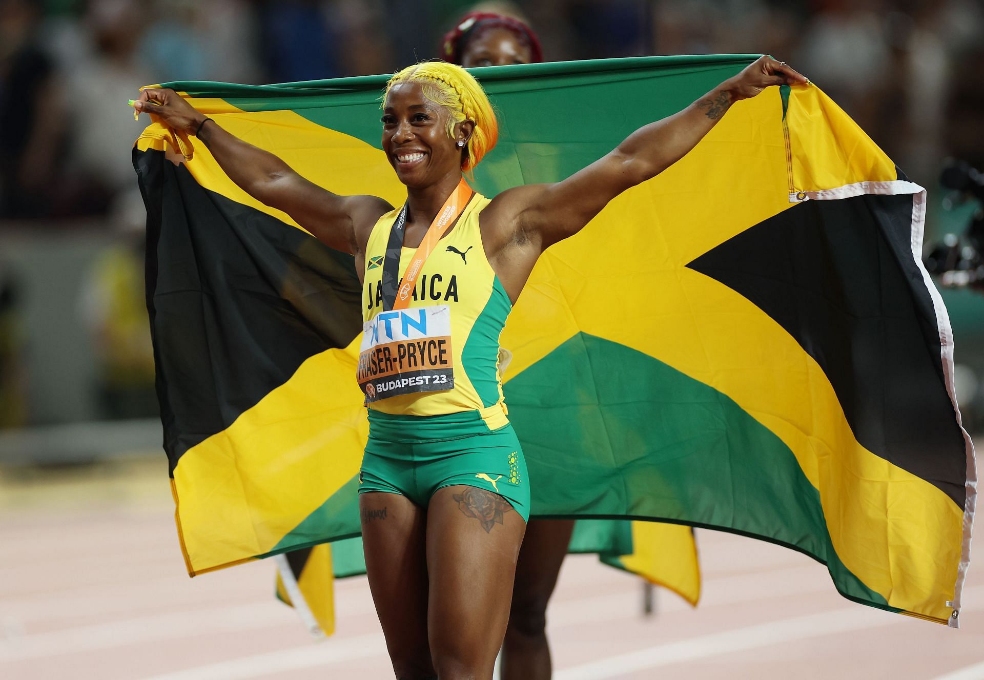 Shelly-Ann Fraser-Pryce at World Athletics Championships Budapest 2023 (Photo by Steph Chambers/Getty Images)