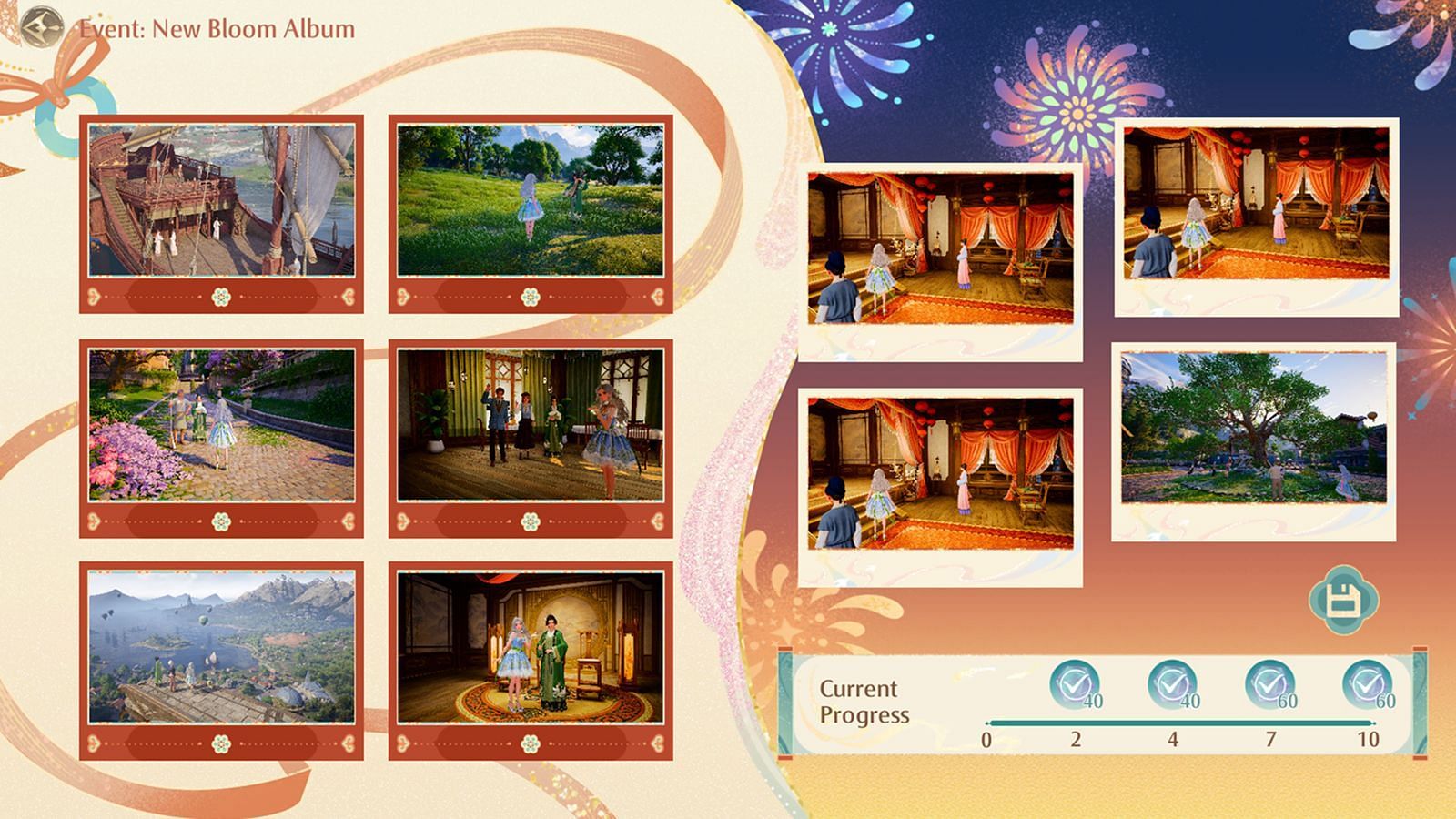 There are a total of 10 pictures in the New Bloom Album (Image via Infold Games)