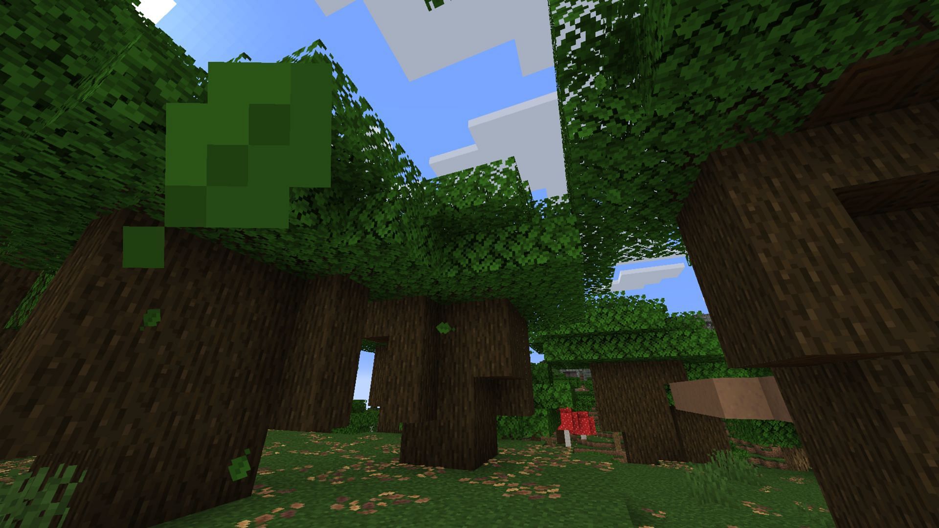 Falling leaves are one of the highlights of the Minecraft snapshot 25w02a (Image via Mojang Studios)