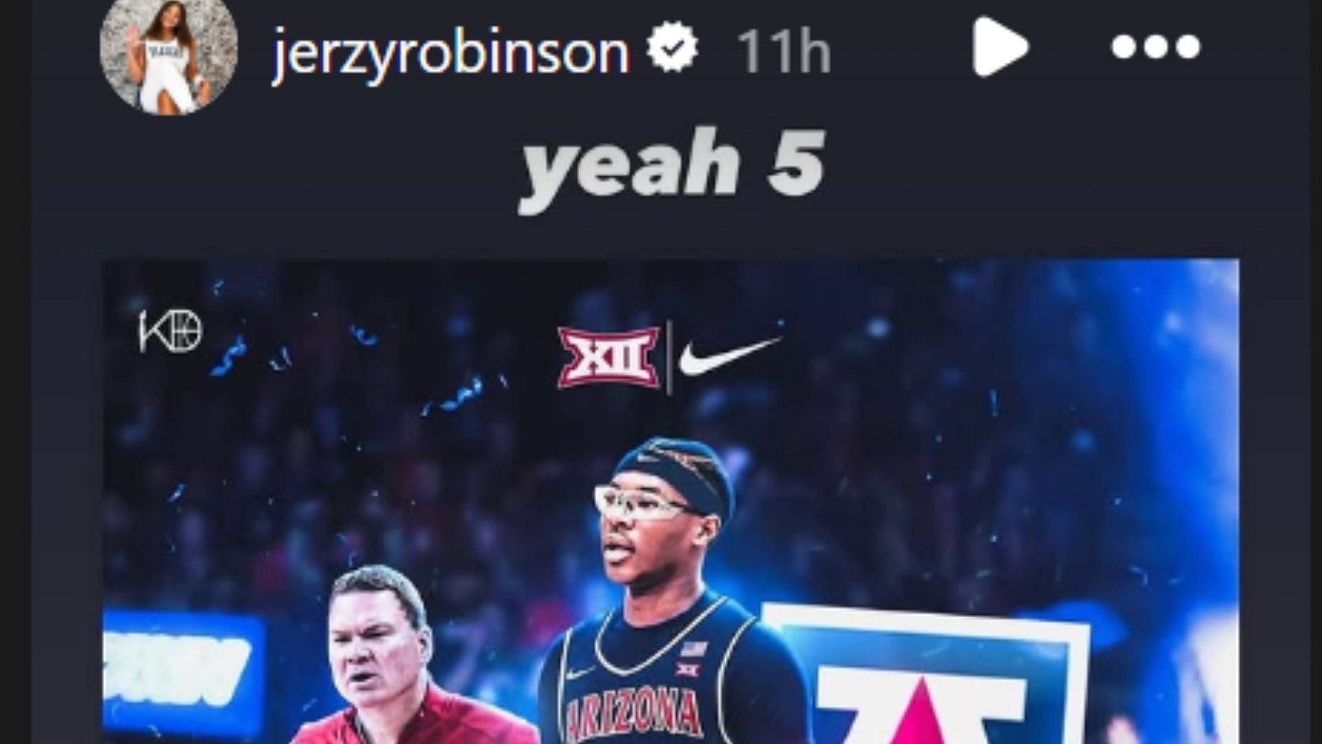 Jerzy Robinson reacts to Bryce James&#039; Arizona commitment (Credits: Jerzyrobinson/IG)