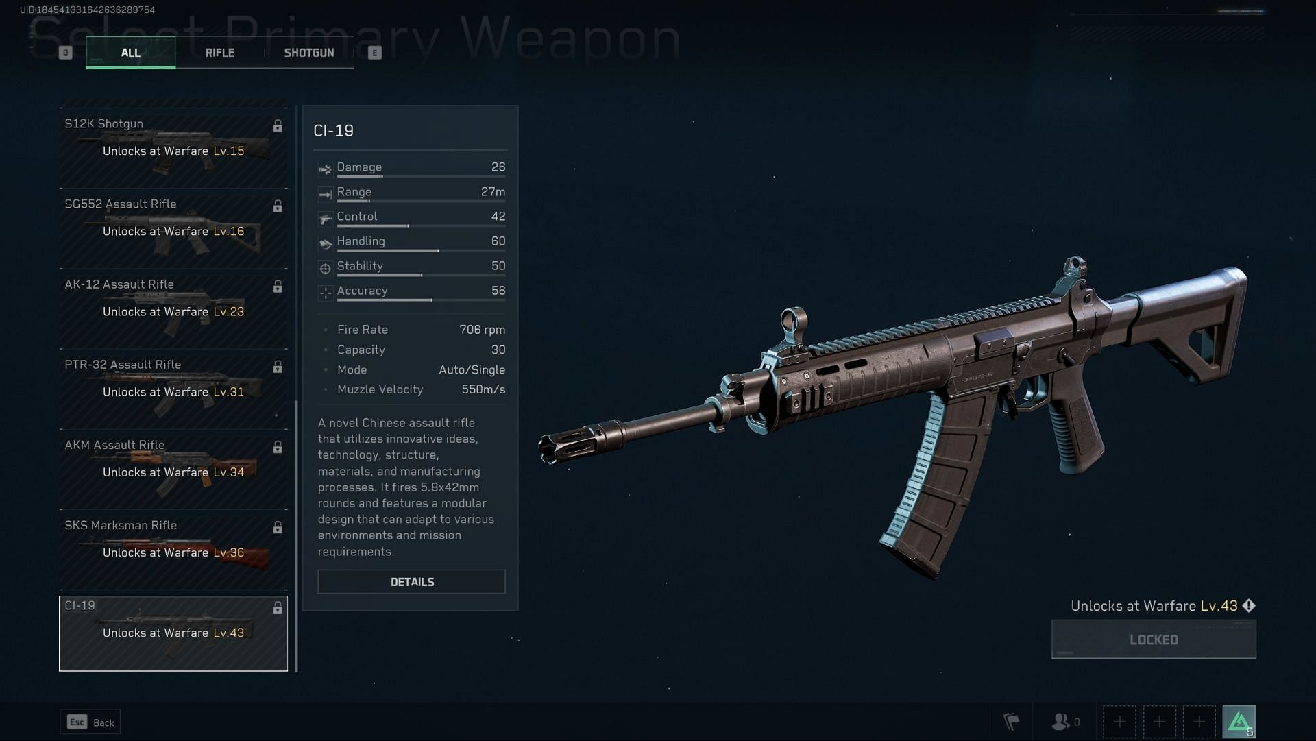 CI-19 assault rifle in Delta Force (Image via TiMi Studio Group)