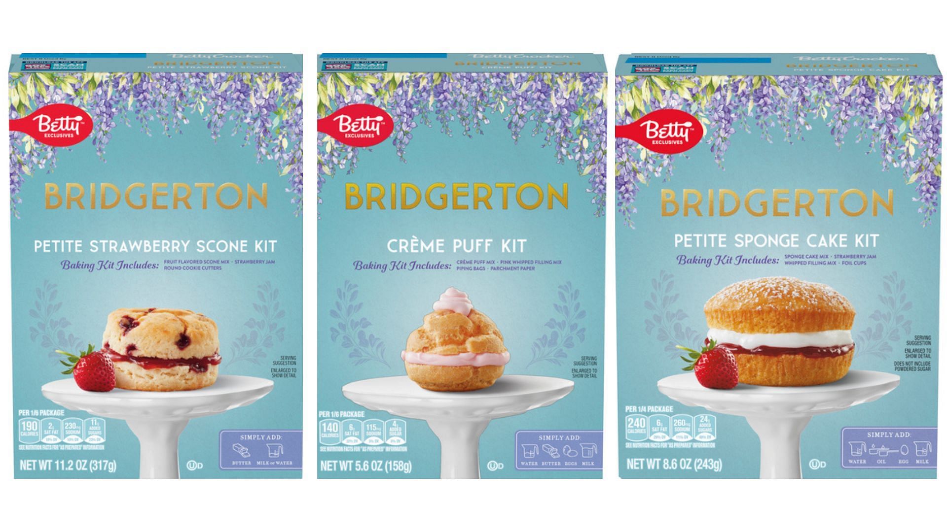 A trio of treats inspired by the hit series Bridgerton (Image via Betty Crocker)