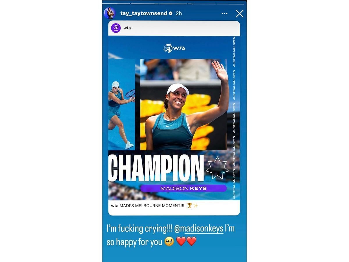 Taylor Townsend&rsquo;s Instagram story