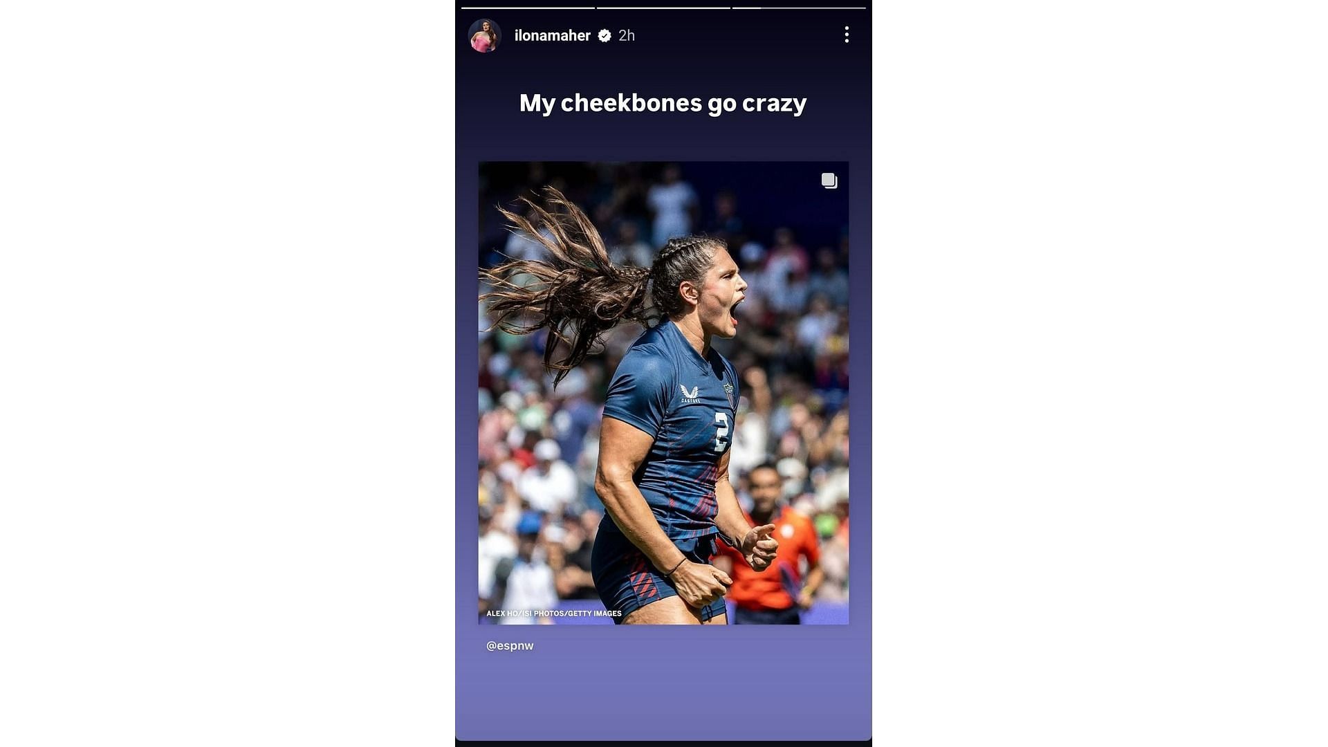 Screenshot of Maher&#039;s Instagram story feat her reaction to ESPN&#039;s post (Image via:Maher&#039;s Instagram handle)